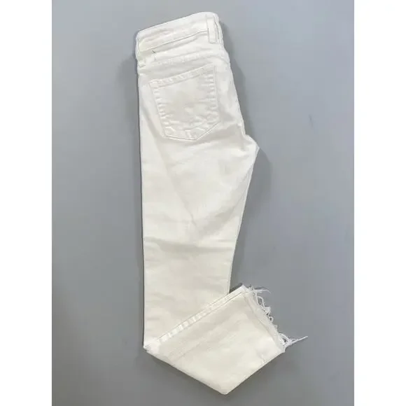KUT From The Kloth Catherine Boyfriend Fray Stretch Denim Jeans. White, Size 0. - Picture 3 of 9
